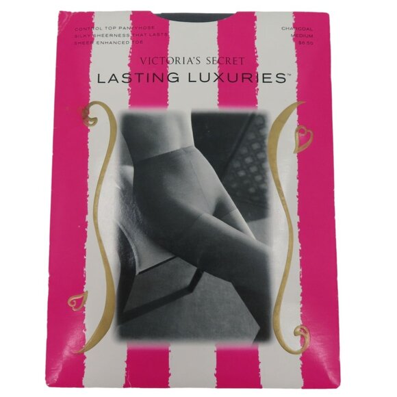 Victorias Secret Medium Charcoal Lasting Luxuries Control Top Pantyhose Sheer - Picture 1 of 12